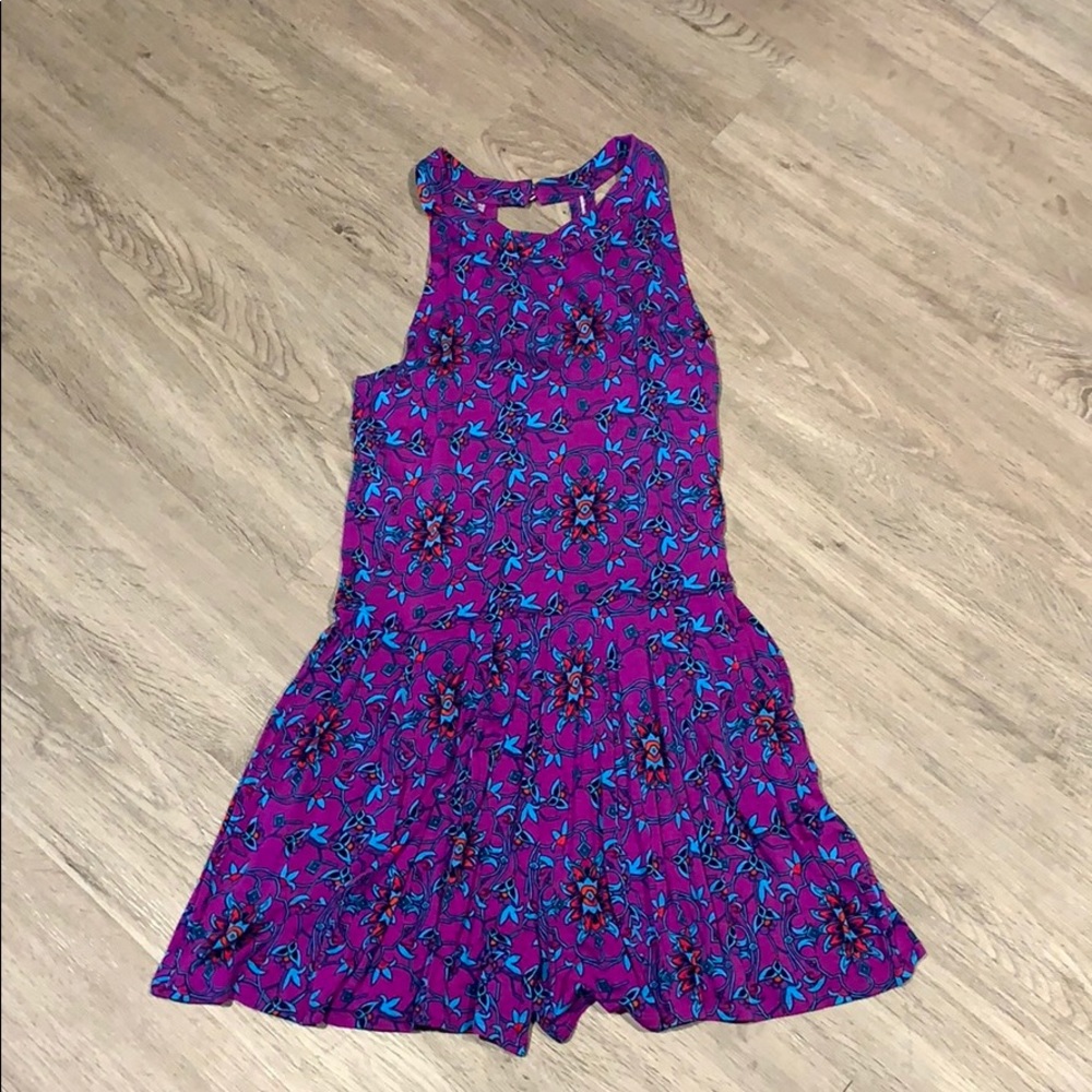 girls purple floral romper/dress